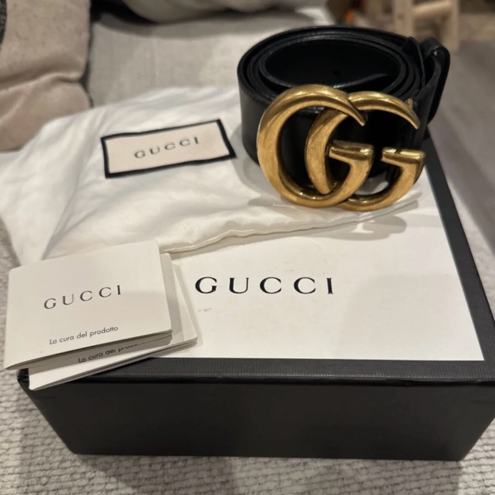 AUTHENTIC | Gucci Marmont GG Black leather belt